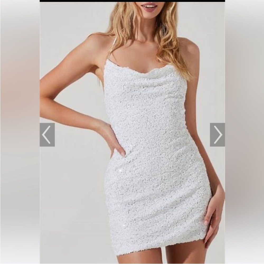 ASTR The Label Kendra Sequin Cowl Neck Mini Dress NWT SZ SMALL MSRP $139